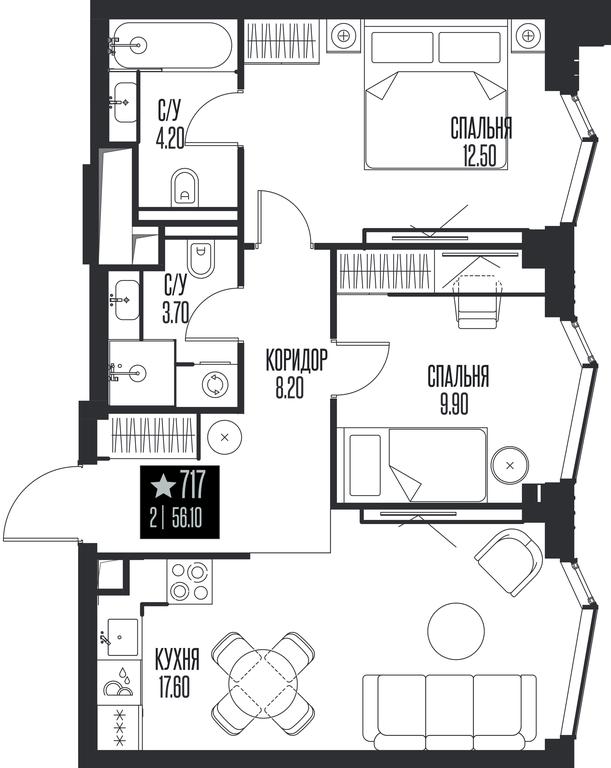 2-BD Apartment Sale, 56.1平方米 at Ice Towers, State Nature Reserve of Regional Significance Forest on the Samorodinka River, Moscow, Russia #1 2-BD Apartment Sale, 56.1平方米 at Ice Towers, State Nature Reserve of Regional Significance Forest on the Samorodinka River, Moscow, Russia #1