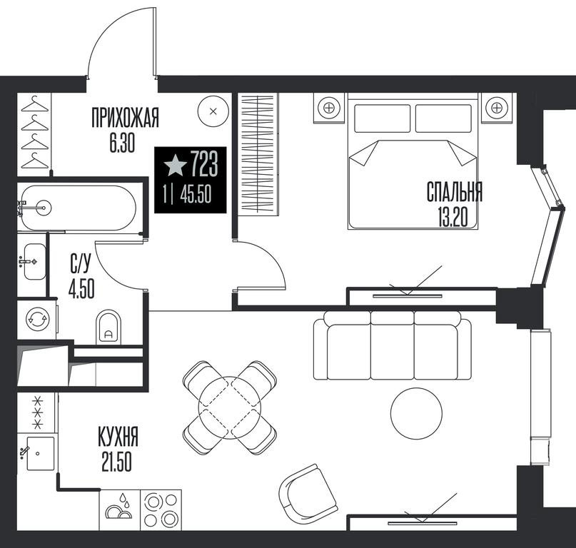 1-BD Apartment Sale, 45.5平方米 at Ice Towers, State Nature Reserve of Regional Significance Forest on the Samorodinka River, Moscow, Russia #1 1-BD Apartment Sale, 45.5平方米 at Ice Towers, State Nature Reserve of Regional Significance Forest on the Samorodinka River, Moscow, Russia #1