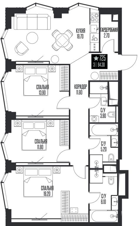 3-BD Apartment Sale, 94.3 sq. m. at Ice Towers, State Nature Reserve of Regional Significance Forest on the Samorodinka River, Moscow, Russia #1 3-BD Apartment Sale, 94.3 sq. m. at Ice Towers, State Nature Reserve of Regional Significance Forest on the Samorodinka River, Moscow, Russia #1