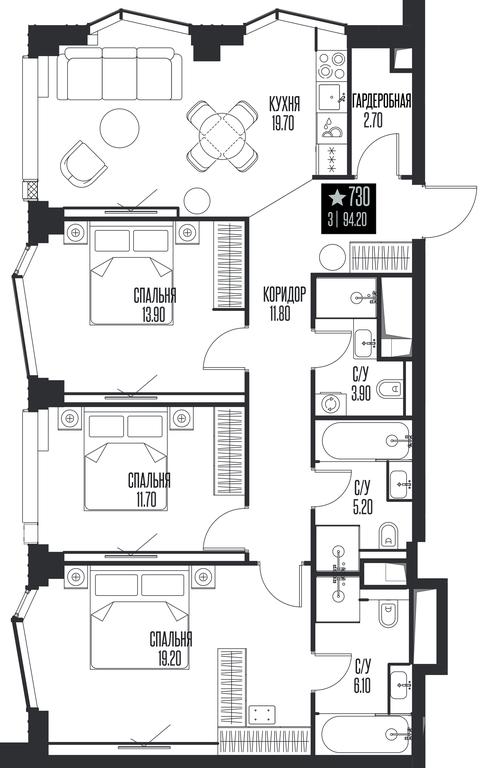 Продажа 3-комн. квартиры, 94,2 м² в ЖК «Ice Towers (Айс Товерс)», государственный природный заказник регионального значения Лес на реке Самородинке, Москва, Россия #1 Продажа 3-комн. квартиры, 94,2 м² в ЖК «Ice Towers (Айс Товерс)», государственный природный заказник регионального значения Лес на реке Самородинке, Москва, Россия #1