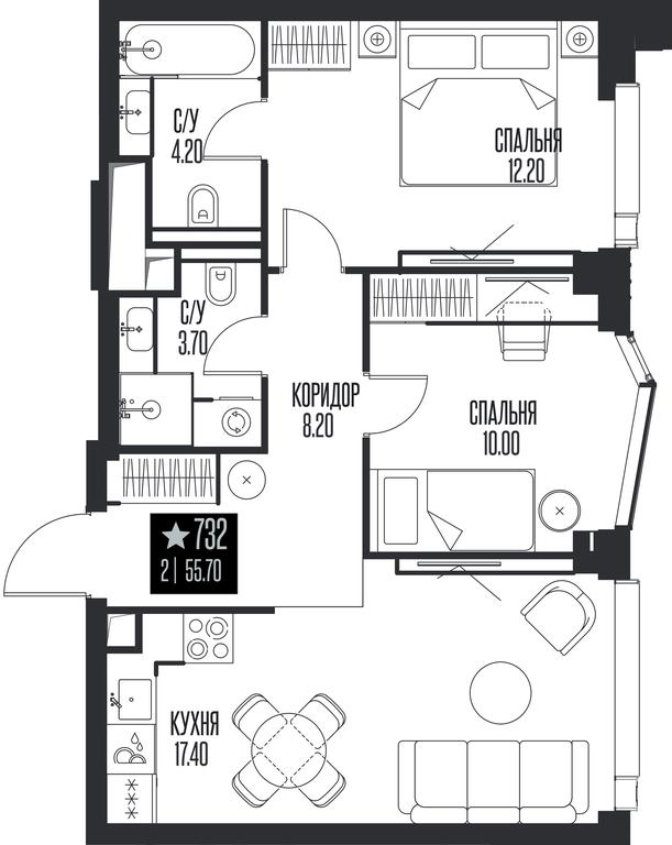 2-BD Apartment Sale, 55.7 sq. m. at Ice Towers, State Nature Reserve of Regional Significance Forest on the Samorodinka River, Moscow, Russia #1 2-BD Apartment Sale, 55.7 sq. m. at Ice Towers, State Nature Reserve of Regional Significance Forest on the Samorodinka River, Moscow, Russia #1