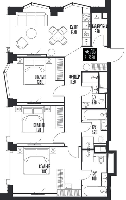 3-BD Apartment Sale, 93.9 sq. m. at Ice Towers, State Nature Reserve of Regional Significance Forest on the Samorodinka River, Moscow, Russia #1 3-BD Apartment Sale, 93.9 sq. m. at Ice Towers, State Nature Reserve of Regional Significance Forest on the Samorodinka River, Moscow, Russia #1