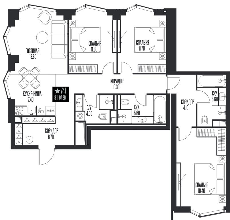 3-BD Apartment Sale, 97.2平方米 at Ice Towers, State Nature Reserve of Regional Significance Forest on the Samorodinka River, Moscow, Russia #1 3-BD Apartment Sale, 97.2平方米 at Ice Towers, State Nature Reserve of Regional Significance Forest on the Samorodinka River, Moscow, Russia #1