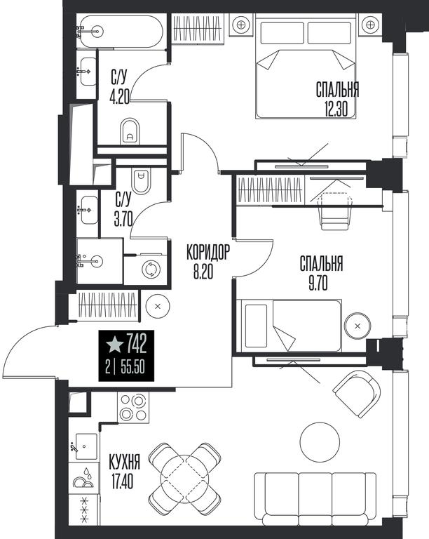 2-BD Apartment Sale, 55.5平方米 at Ice Towers, State Nature Reserve of Regional Significance Forest on the Samorodinka River, Moscow, Russia #1 2-BD Apartment Sale, 55.5平方米 at Ice Towers, State Nature Reserve of Regional Significance Forest on the Samorodinka River, Moscow, Russia #1