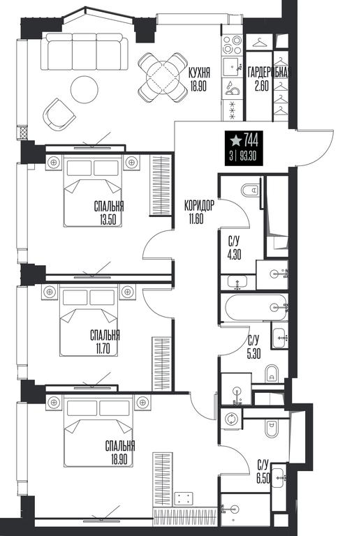 Продажа 3-комн. квартиры, 93,3 м² в ЖК «Ice Towers (Айс Товерс)», государственный природный заказник регионального значения Лес на реке Самородинке, Москва, Россия #1 Продажа 3-комн. квартиры, 93,3 м² в ЖК «Ice Towers (Айс Товерс)», государственный природный заказник регионального значения Лес на реке Самородинке, Москва, Россия #1