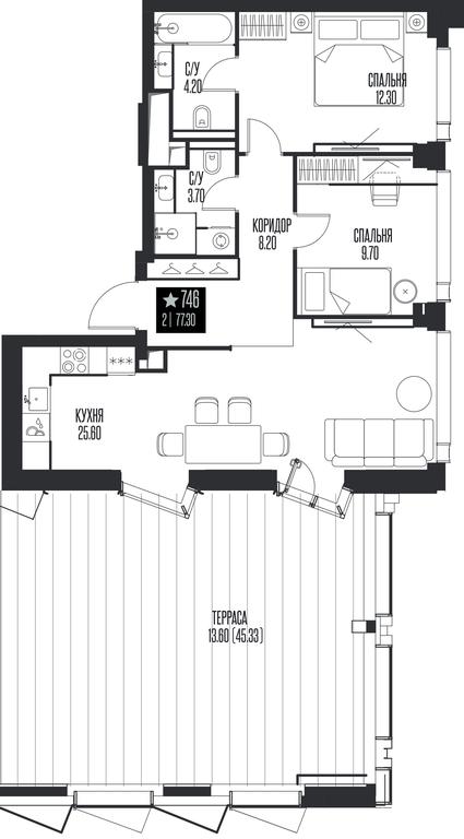 2-BD Apartment Sale, 77.3 sq. m. at Ice Towers, State Nature Reserve of Regional Significance Forest on the Samorodinka River, Moscow, Russia #1 2-BD Apartment Sale, 77.3 sq. m. at Ice Towers, State Nature Reserve of Regional Significance Forest on the Samorodinka River, Moscow, Russia #1