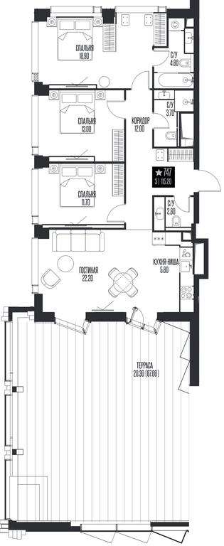 3-BD Apartment Sale, 115.2平方米 at Ice Towers, State Nature Reserve of Regional Significance Forest on the Samorodinka River, Moscow, Russia #1