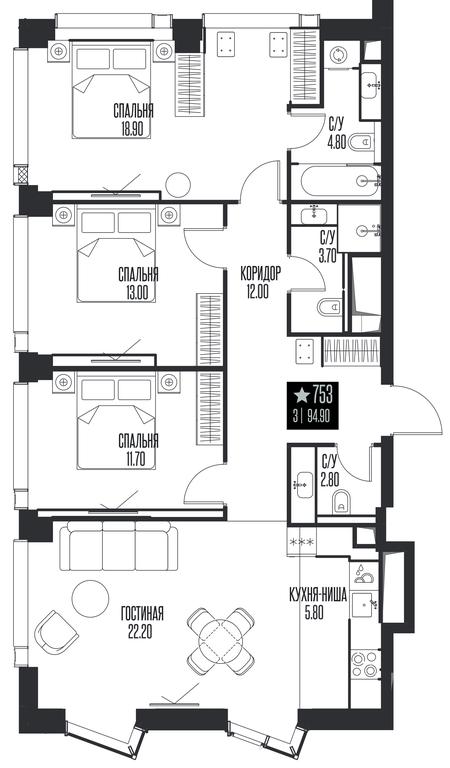 3-BD Apartment Sale, 94.9 sq. m. at Ice Towers, State Nature Reserve of Regional Significance Forest on the Samorodinka River, Moscow, Russia #1 3-BD Apartment Sale, 94.9 sq. m. at Ice Towers, State Nature Reserve of Regional Significance Forest on the Samorodinka River, Moscow, Russia #1