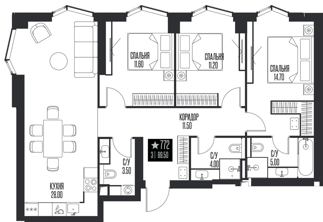 3-BD Apartment Sale, 89.5 sq. m. at Ice Towers, State Nature Reserve of Regional Significance Forest on the Samorodinka River, Moscow, Russia #1