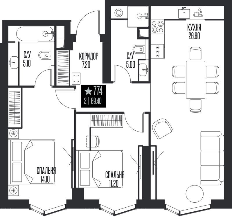 2-BD Apartment Sale, 69.4 sq. m. at Ice Towers, State Nature Reserve of Regional Significance Forest on the Samorodinka River, Moscow, Russia #1 2-BD Apartment Sale, 69.4 sq. m. at Ice Towers, State Nature Reserve of Regional Significance Forest on the Samorodinka River, Moscow, Russia #1
