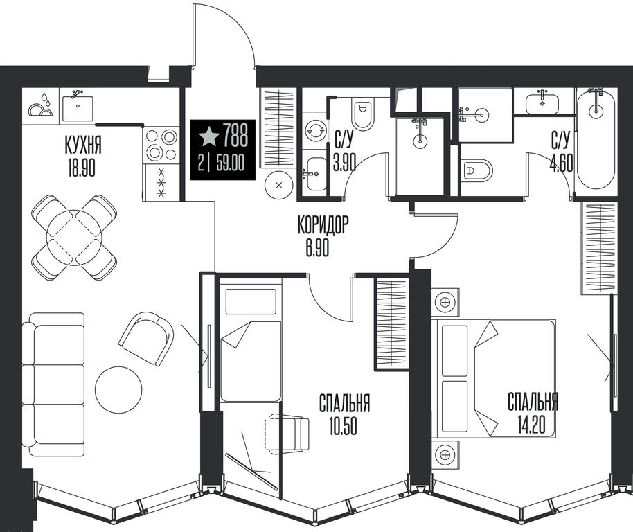 2-BD Apartment Sale, 59 sq. m. at Ice Towers, State Nature Reserve of Regional Significance Forest on the Samorodinka River, Moscow, Russia #1 2-BD Apartment Sale, 59 sq. m. at Ice Towers, State Nature Reserve of Regional Significance Forest on the Samorodinka River, Moscow, Russia #1