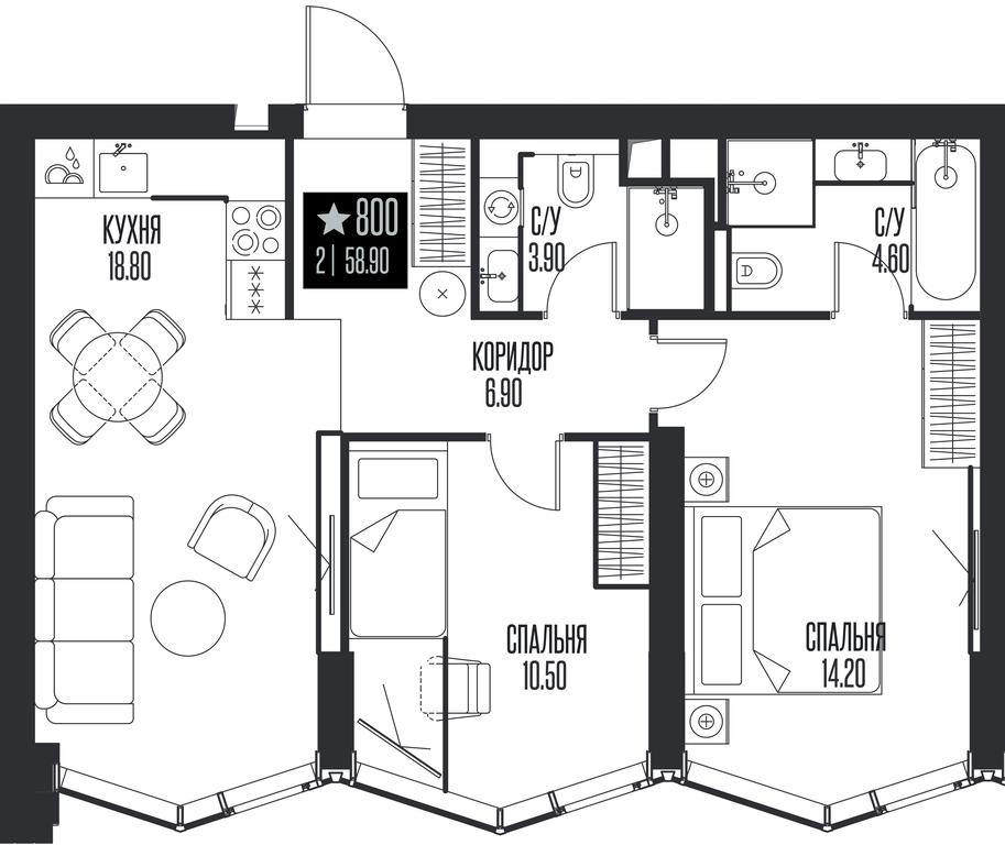 2-BD Apartment Sale, 58.9平方米 at Ice Towers, State Nature Reserve of Regional Significance Forest on the Samorodinka River, Moscow, Russia #1 2-BD Apartment Sale, 58.9平方米 at Ice Towers, State Nature Reserve of Regional Significance Forest on the Samorodinka River, Moscow, Russia #1