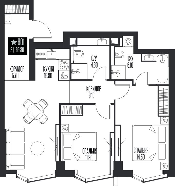 Продажа 2-комн. квартиры, 65,3 м² в ЖК «Ice Towers (Айс Товерс)», государственный природный заказник регионального значения Лес на реке Самородинке, Москва, Россия #1