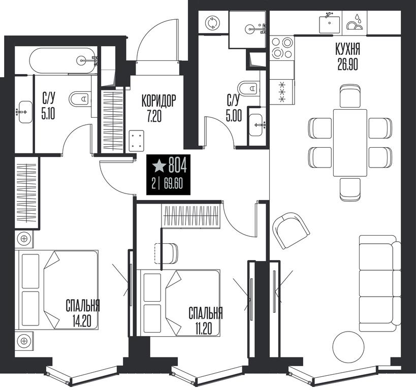 2-BD Apartment Sale, 69.6 sq. m. at Ice Towers, State Nature Reserve of Regional Significance Forest on the Samorodinka River, Moscow, Russia #1