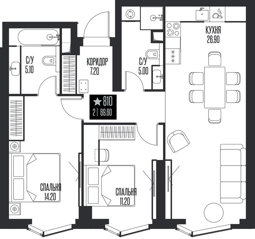 2-BD Apartment Sale, 69.6 sq. m. at Ice Towers, State Nature Reserve of Regional Significance Forest on the Samorodinka River, Moscow, Russia #1
