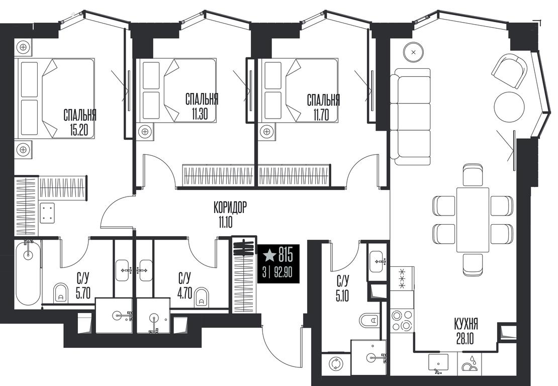 3-BD Apartment Sale, 92.9 sq. m. at Ice Towers, State Nature Reserve of Regional Significance Forest on the Samorodinka River, Moscow, Russia #1