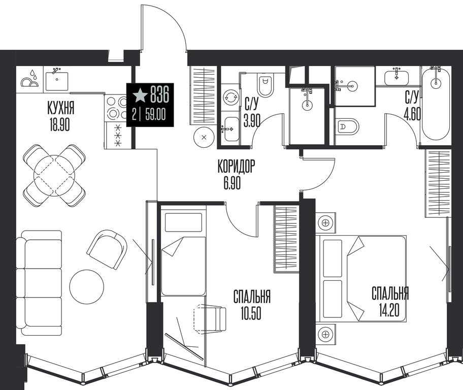 2-BD Apartment Sale, 59 sq. m. at Ice Towers, State Nature Reserve of Regional Significance Forest on the Samorodinka River, Moscow, Russia #1 2-BD Apartment Sale, 59 sq. m. at Ice Towers, State Nature Reserve of Regional Significance Forest on the Samorodinka River, Moscow, Russia #1