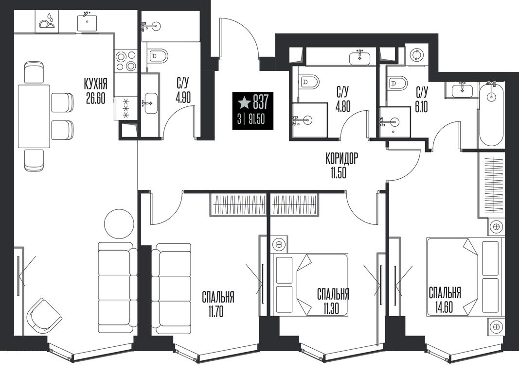 3-BD Apartment Sale, 91.5 sq. m. at Ice Towers, State Nature Reserve of Regional Significance Forest on the Samorodinka River, Moscow, Russia #1 3-BD Apartment Sale, 91.5 sq. m. at Ice Towers, State Nature Reserve of Regional Significance Forest on the Samorodinka River, Moscow, Russia #1