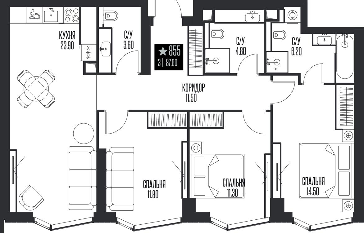 3-BD Apartment Sale, 87.6 sq. m. at Ice Towers, State Nature Reserve of Regional Significance Forest on the Samorodinka River, Moscow, Russia #1 3-BD Apartment Sale, 87.6 sq. m. at Ice Towers, State Nature Reserve of Regional Significance Forest on the Samorodinka River, Moscow, Russia #1
