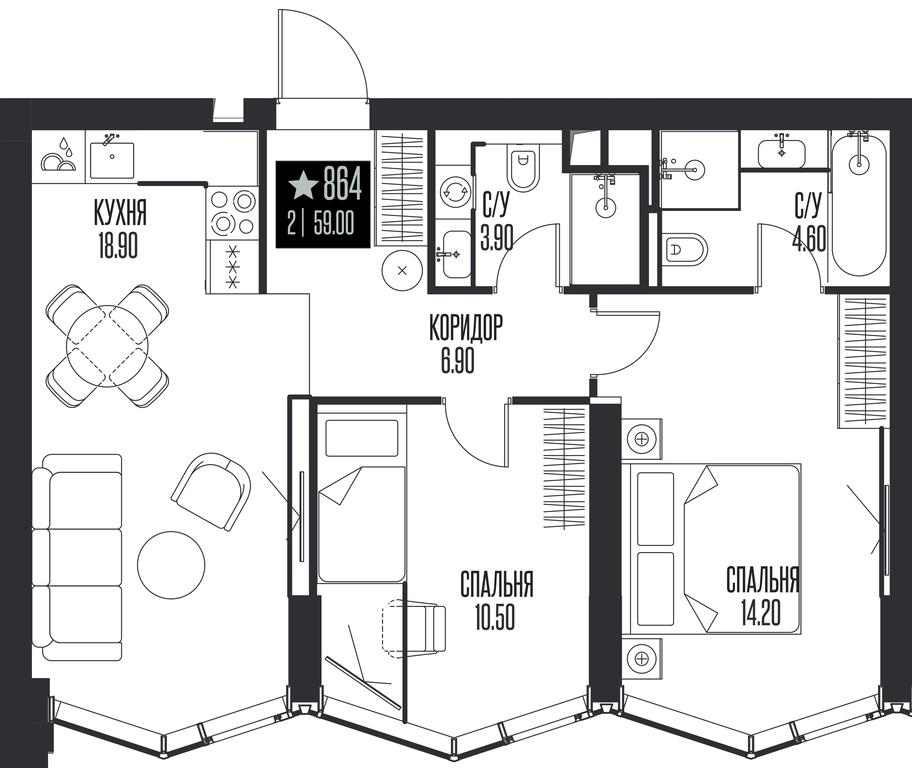 2-BD Apartment Sale, 59 sq. m. at Ice Towers, State Nature Reserve of Regional Significance Forest on the Samorodinka River, Moscow, Russia #1 2-BD Apartment Sale, 59 sq. m. at Ice Towers, State Nature Reserve of Regional Significance Forest on the Samorodinka River, Moscow, Russia #1