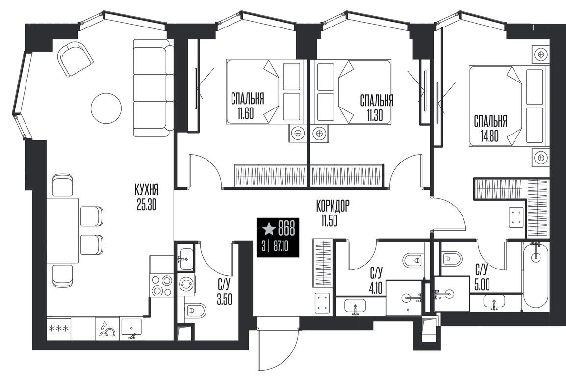 3-BD Apartment Sale, 87.1平方米 at Ice Towers, State Nature Reserve of Regional Significance Forest on the Samorodinka River, Moscow, Russia #1 3-BD Apartment Sale, 87.1平方米 at Ice Towers, State Nature Reserve of Regional Significance Forest on the Samorodinka River, Moscow, Russia #1