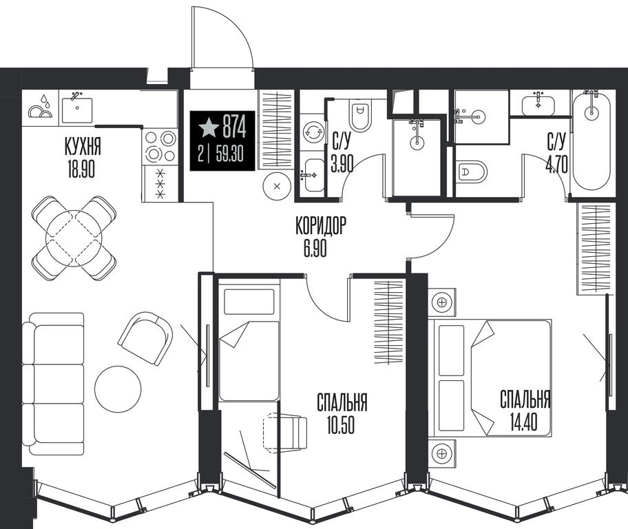 2-BD Apartment Sale, 59.3平方米 at Ice Towers, State Nature Reserve of Regional Significance Forest on the Samorodinka River, Moscow, Russia #1 2-BD Apartment Sale, 59.3平方米 at Ice Towers, State Nature Reserve of Regional Significance Forest on the Samorodinka River, Moscow, Russia #1