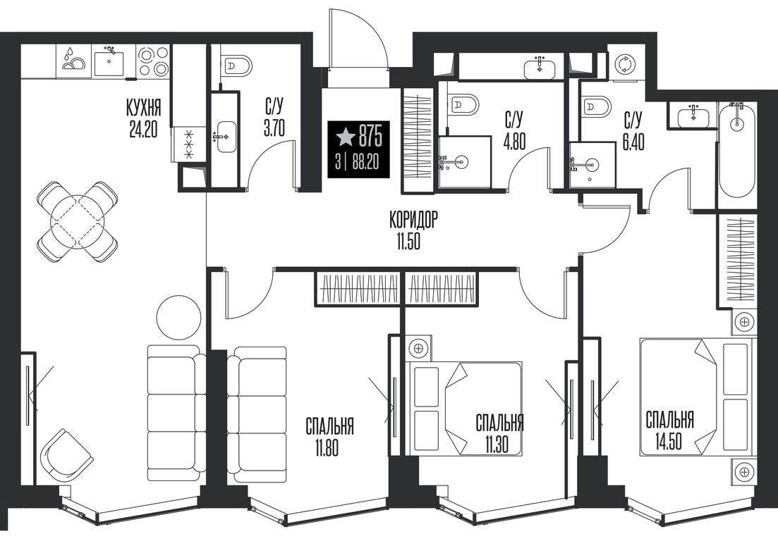 3-BD Apartment Sale, 88.2平方米 at Ice Towers, State Nature Reserve of Regional Significance Forest on the Samorodinka River, Moscow, Russia #1 3-BD Apartment Sale, 88.2平方米 at Ice Towers, State Nature Reserve of Regional Significance Forest on the Samorodinka River, Moscow, Russia #1