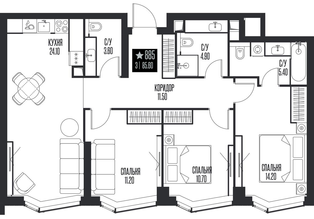 3-BD Apartment Sale, 85.6 sq. m. at Ice Towers, State Nature Reserve of Regional Significance Forest on the Samorodinka River, Moscow, Russia #1 3-BD Apartment Sale, 85.6 sq. m. at Ice Towers, State Nature Reserve of Regional Significance Forest on the Samorodinka River, Moscow, Russia #1