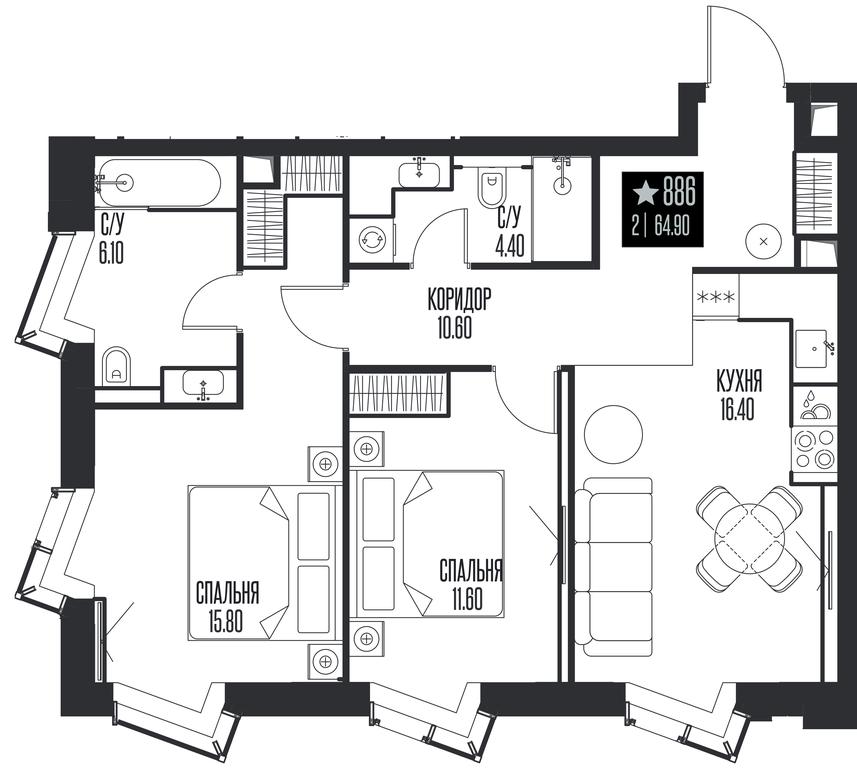 2-BD Apartment Sale, 64.9 sq. m. at Ice Towers, State Nature Reserve of Regional Significance Forest on the Samorodinka River, Moscow, Russia #1 2-BD Apartment Sale, 64.9 sq. m. at Ice Towers, State Nature Reserve of Regional Significance Forest on the Samorodinka River, Moscow, Russia #1