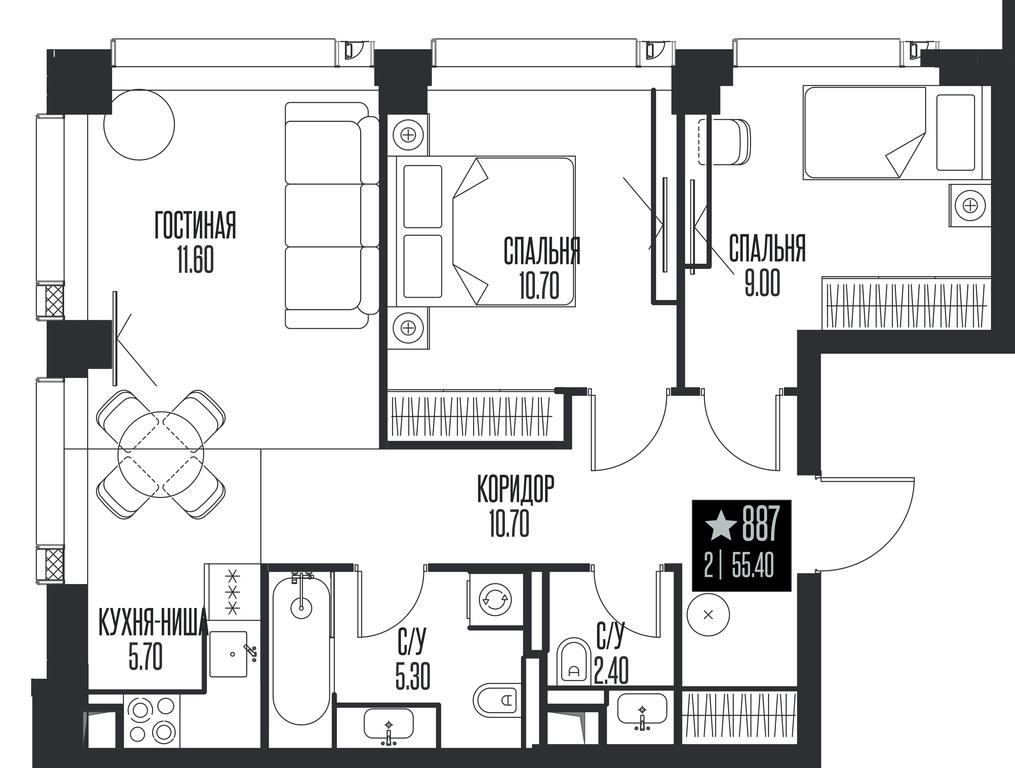 2-BD Apartment Sale, 55.4平方米 at Ice Towers, State Nature Reserve of Regional Significance Forest on the Samorodinka River, Moscow, Russia #1 2-BD Apartment Sale, 55.4平方米 at Ice Towers, State Nature Reserve of Regional Significance Forest on the Samorodinka River, Moscow, Russia #1