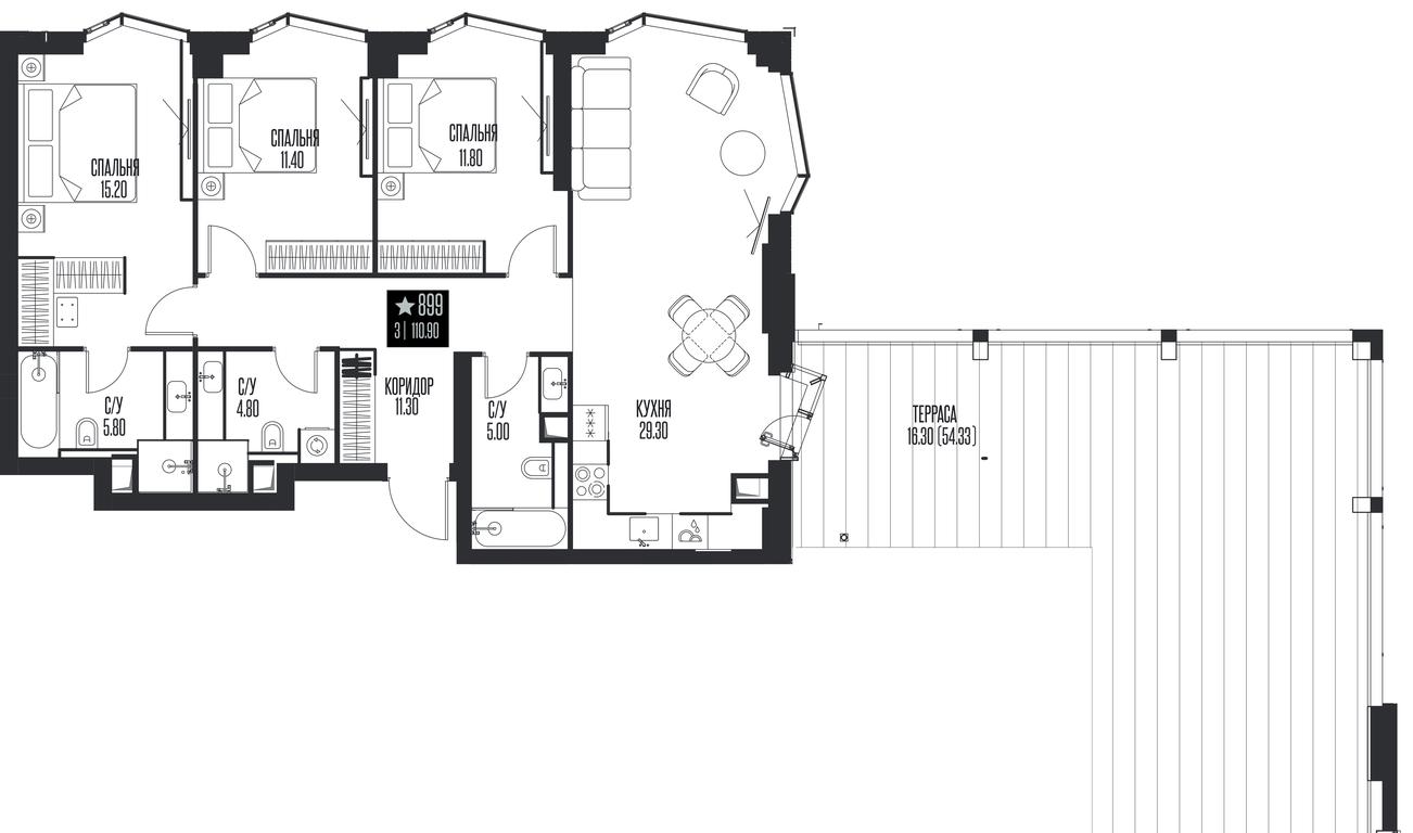 3-BD Apartment Sale, 110.9平方米 at Ice Towers, State Nature Reserve of Regional Significance Forest on the Samorodinka River, Moscow, Russia #1