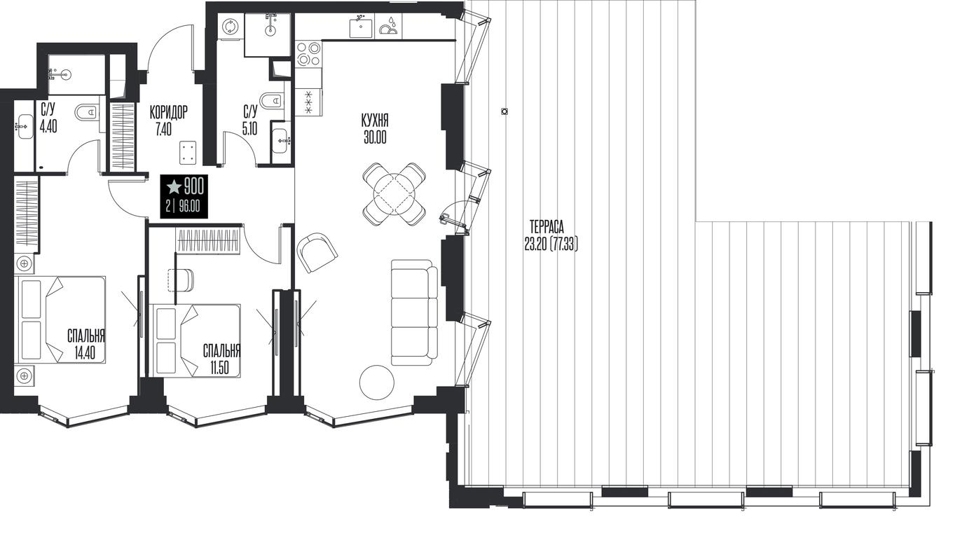 2-BD Apartment Sale, 96 sq. m. at Ice Towers, State Nature Reserve of Regional Significance Forest on the Samorodinka River, Moscow, Russia #1