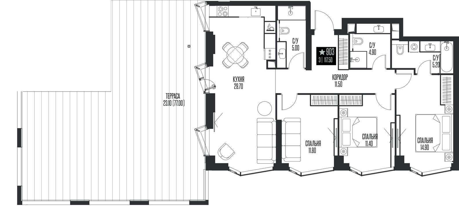 3-BD Apartment Sale, 117.5平方米 at Ice Towers, State Nature Reserve of Regional Significance Forest on the Samorodinka River, Moscow, Russia #1