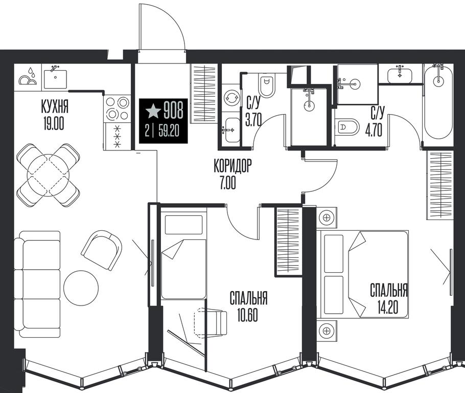 2-BD Apartment Sale, 59.2 sq. m. at Ice Towers, State Nature Reserve of Regional Significance Forest on the Samorodinka River, Moscow, Russia #1 2-BD Apartment Sale, 59.2 sq. m. at Ice Towers, State Nature Reserve of Regional Significance Forest on the Samorodinka River, Moscow, Russia #1