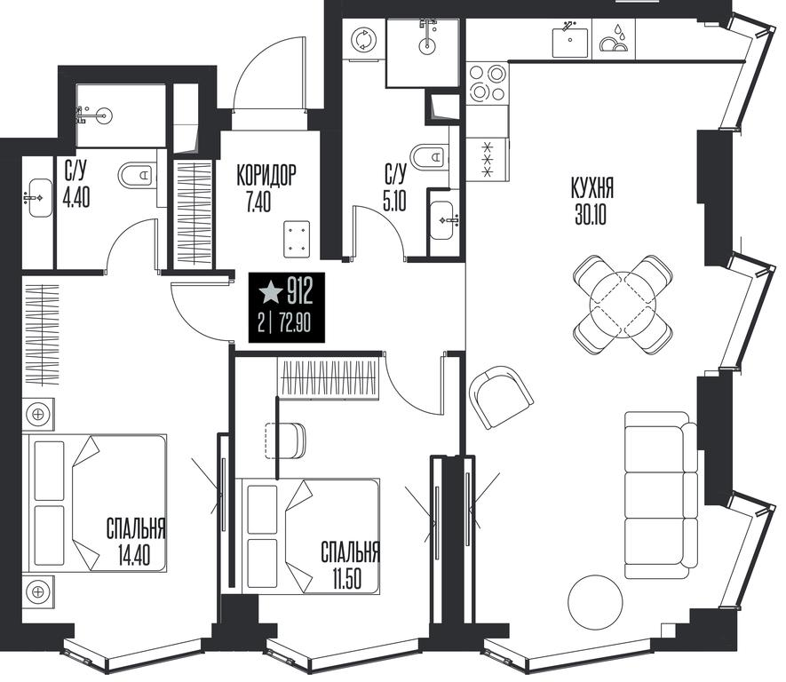 2-BD Apartment Sale, 72.9 sq. m. at Ice Towers, State Nature Reserve of Regional Significance Forest on the Samorodinka River, Moscow, Russia #1 2-BD Apartment Sale, 72.9 sq. m. at Ice Towers, State Nature Reserve of Regional Significance Forest on the Samorodinka River, Moscow, Russia #1