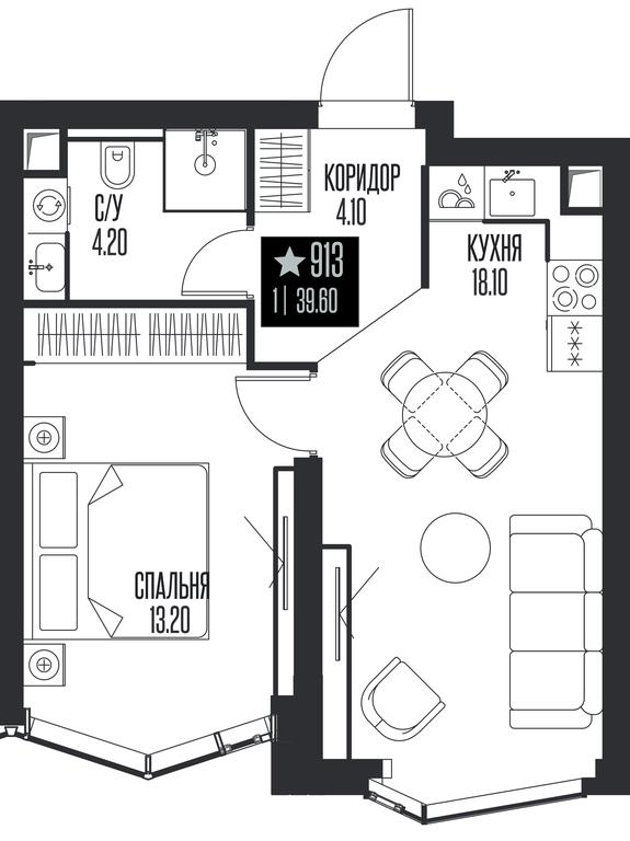 1-BD Apartment Sale, 39.6 sq. m. at Ice Towers, State Nature Reserve of Regional Significance Forest on the Samorodinka River, Moscow, Russia #1
