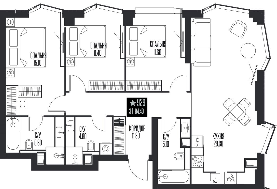 3-BD Apartment Sale, 94.4 sq. m. at Ice Towers, State Nature Reserve of Regional Significance Forest on the Samorodinka River, Moscow, Russia #1 3-BD Apartment Sale, 94.4 sq. m. at Ice Towers, State Nature Reserve of Regional Significance Forest on the Samorodinka River, Moscow, Russia #1