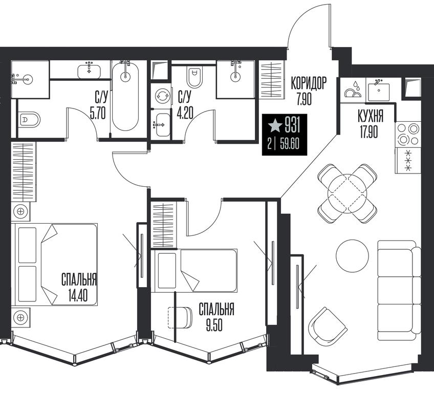 2-BD Apartment Sale, 59.6 sq. m. at Ice Towers, State Nature Reserve of Regional Significance Forest on the Samorodinka River, Moscow, Russia #1 2-BD Apartment Sale, 59.6 sq. m. at Ice Towers, State Nature Reserve of Regional Significance Forest on the Samorodinka River, Moscow, Russia #1