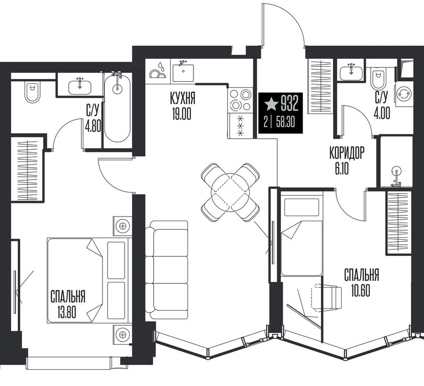 2-BD Apartment Sale, 58.3 sq. m. at Ice Towers, State Nature Reserve of Regional Significance Forest on the Samorodinka River, Moscow, Russia #1