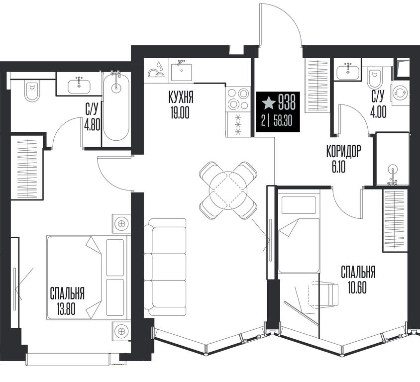 2-BD Apartment Sale, 58.3平方米 at Ice Towers, State Nature Reserve of Regional Significance Forest on the Samorodinka River, Moscow, Russia #1 2-BD Apartment Sale, 58.3平方米 at Ice Towers, State Nature Reserve of Regional Significance Forest on the Samorodinka River, Moscow, Russia #1