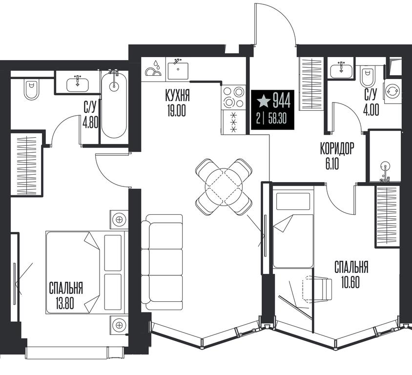 2-BD Apartment Sale, 58.3平方米 at Ice Towers, State Nature Reserve of Regional Significance Forest on the Samorodinka River, Moscow, Russia #1 2-BD Apartment Sale, 58.3平方米 at Ice Towers, State Nature Reserve of Regional Significance Forest on the Samorodinka River, Moscow, Russia #1