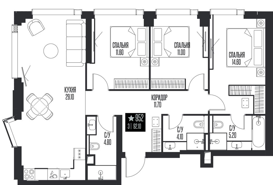 3-BD Apartment Sale, 92.1 sq. m. at Ice Towers, State Nature Reserve of Regional Significance Forest on the Samorodinka River, Moscow, Russia #1