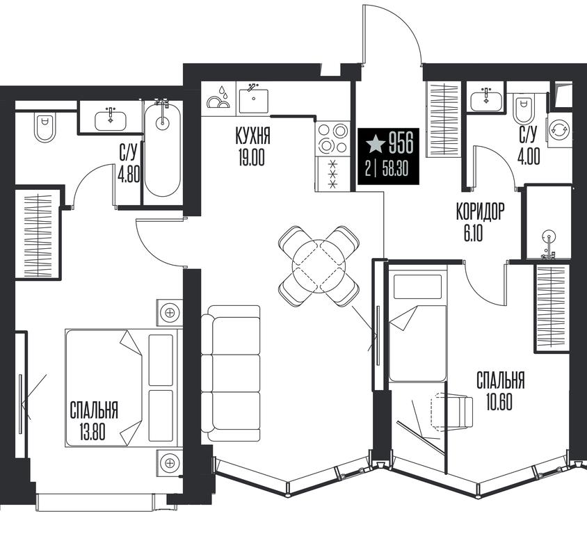 2-BD Apartment Sale, 58.3平方米 at Ice Towers, State Nature Reserve of Regional Significance Forest on the Samorodinka River, Moscow, Russia #1 2-BD Apartment Sale, 58.3平方米 at Ice Towers, State Nature Reserve of Regional Significance Forest on the Samorodinka River, Moscow, Russia #1