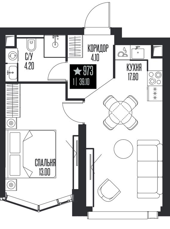 1-BD Apartment Sale, 39.1 sq. m. at Ice Towers, State Nature Reserve of Regional Significance Forest on the Samorodinka River, Moscow, Russia #1