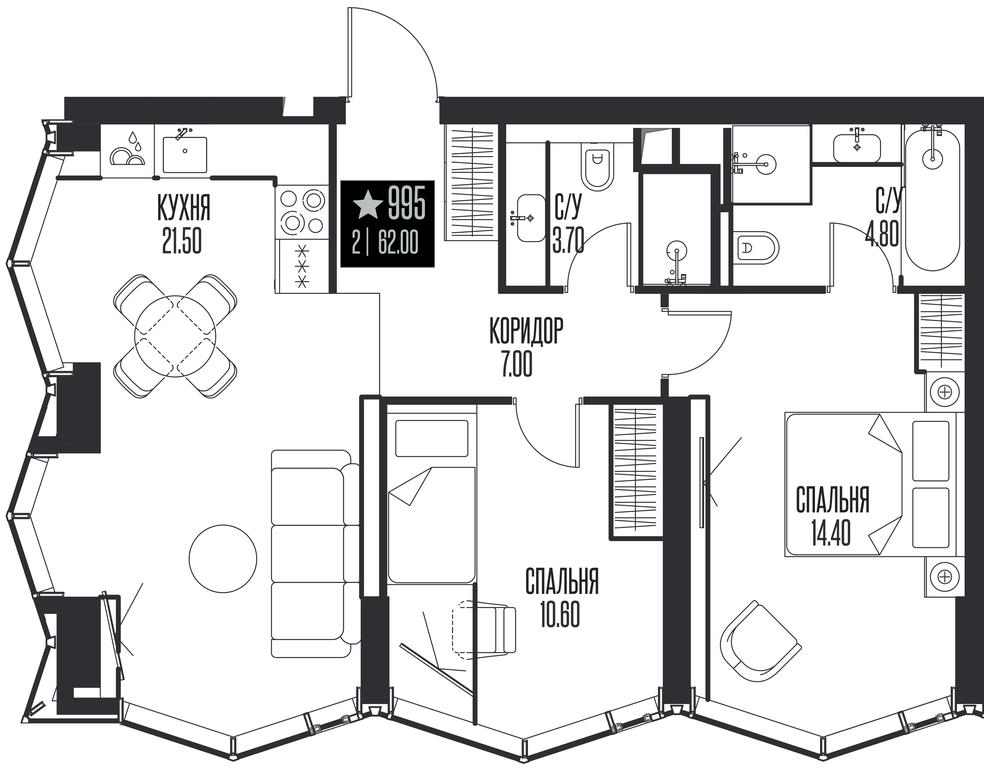 2-BD Apartment Sale, 62 sq. m. at Ice Towers, State Nature Reserve of Regional Significance Forest on the Samorodinka River, Moscow, Russia #1 2-BD Apartment Sale, 62 sq. m. at Ice Towers, State Nature Reserve of Regional Significance Forest on the Samorodinka River, Moscow, Russia #1