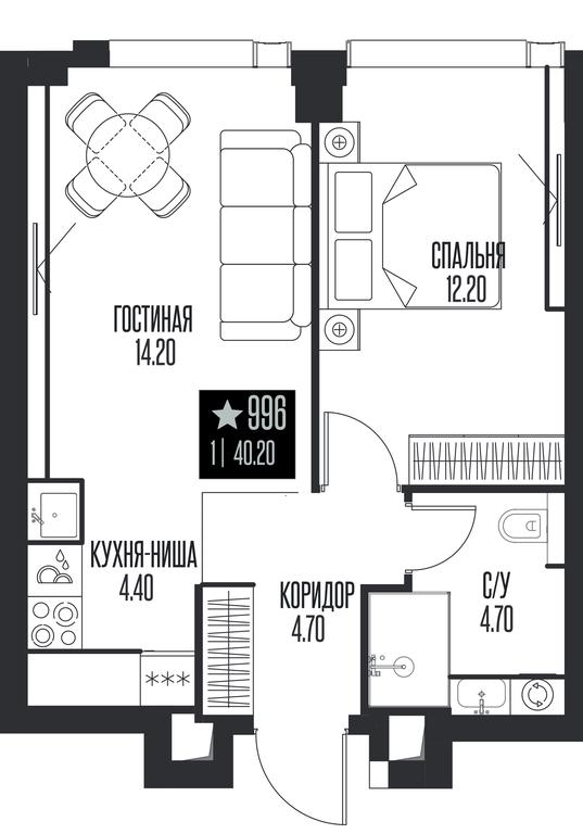 1-BD Apartment Sale, 40.2 sq. m. at Ice Towers, State Nature Reserve of Regional Significance Forest on the Samorodinka River, Moscow, Russia #1