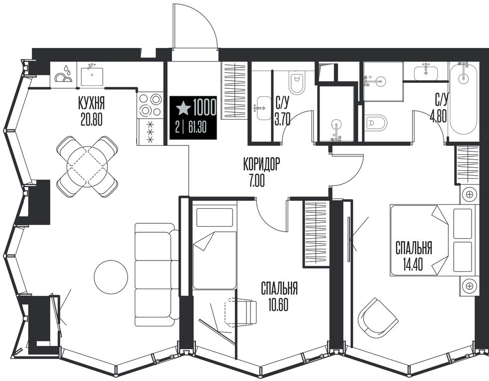 2-BD Apartment Sale, 61.3 sq. m. at Ice Towers, State Nature Reserve of Regional Significance Forest on the Samorodinka River, Moscow, Russia #1 2-BD Apartment Sale, 61.3 sq. m. at Ice Towers, State Nature Reserve of Regional Significance Forest on the Samorodinka River, Moscow, Russia #1