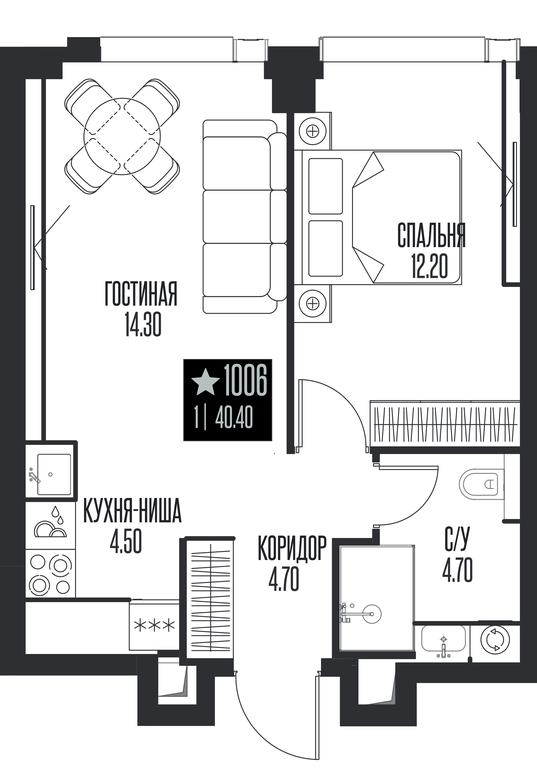 1-BD Apartment Sale, 40.4 sq. m. at Ice Towers, State Nature Reserve of Regional Significance Forest on the Samorodinka River, Moscow, Russia #1