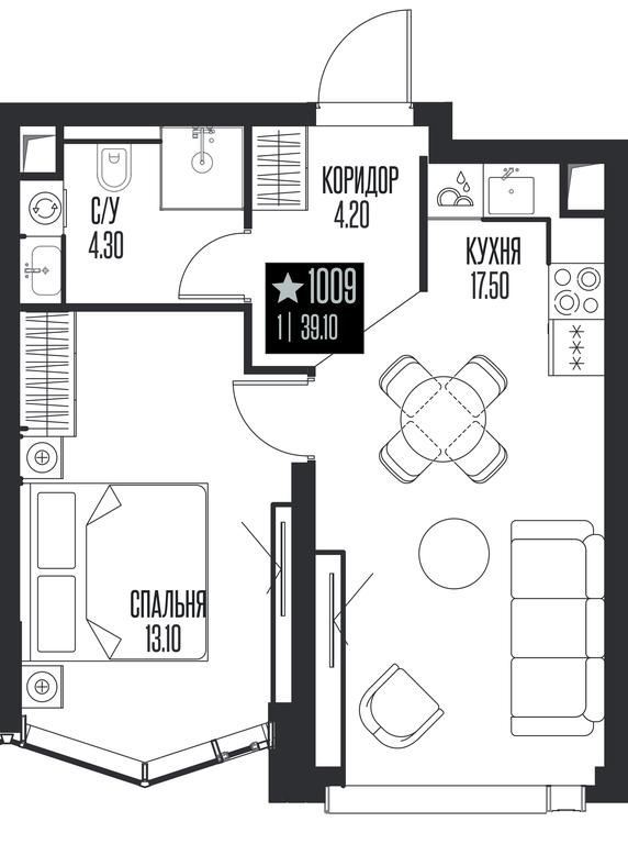 1-BD Apartment Sale, 39.1 sq. m. at Ice Towers, State Nature Reserve of Regional Significance Forest on the Samorodinka River, Moscow, Russia #1