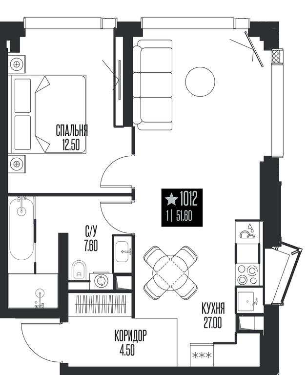 1-BD Apartment Sale, 51.6平方米 at Ice Towers, State Nature Reserve of Regional Significance Forest on the Samorodinka River, Moscow, Russia #1